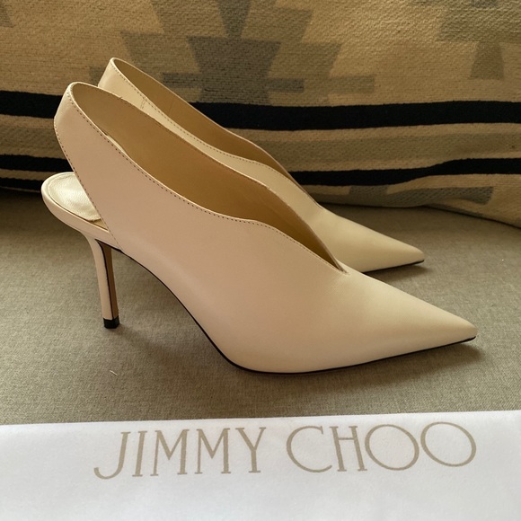 Jimmy Choo Saise 85 heels pump latte nappa leather 35.5/5.5 NWT - Picture 5 of 16